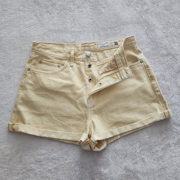 rag & bone Maya High-Rise Shorty Shorts, Women's Waist Size 30, EUC - Lemon Drop - Picture 6 of 11